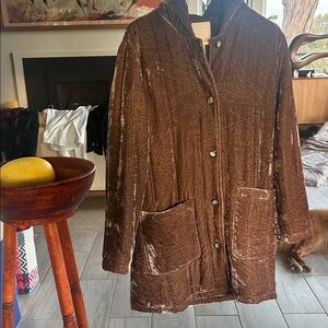 J. Jill Brown Velvet Teddy Jacket